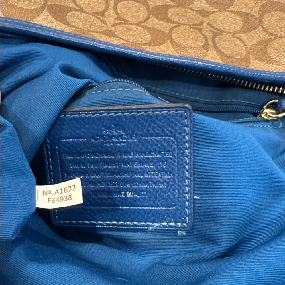 Coach File Bag Signature Blue Brown Crossbody - Picture 12 of 17